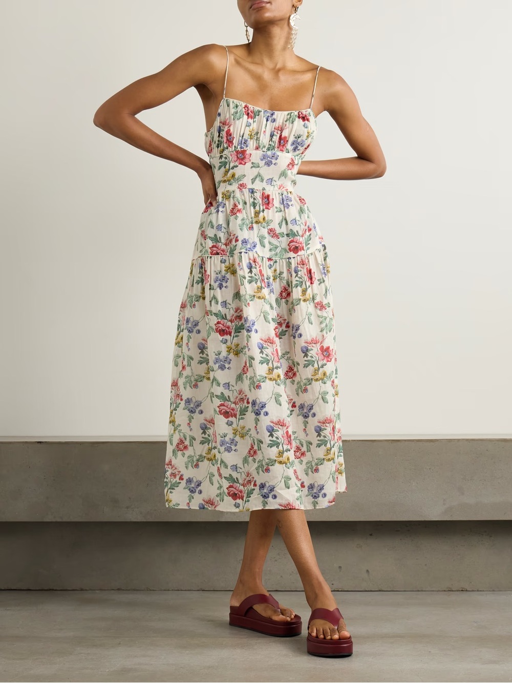 FINAL PRICE DROP Doen Benoit Midi dress in ivory wild rose